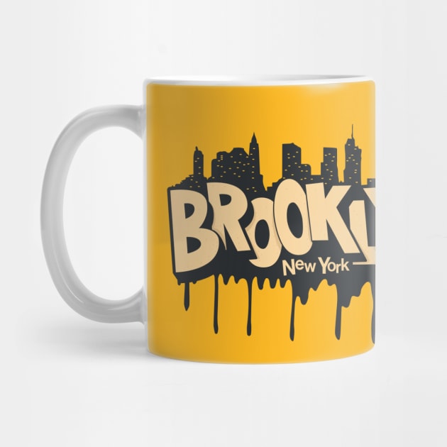 New York Brooklyn - Brooklyn Schriftzug - Brooklyn Logo mit skyline by Boogosh